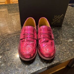 Angela Scott Metallic Pink Loafers